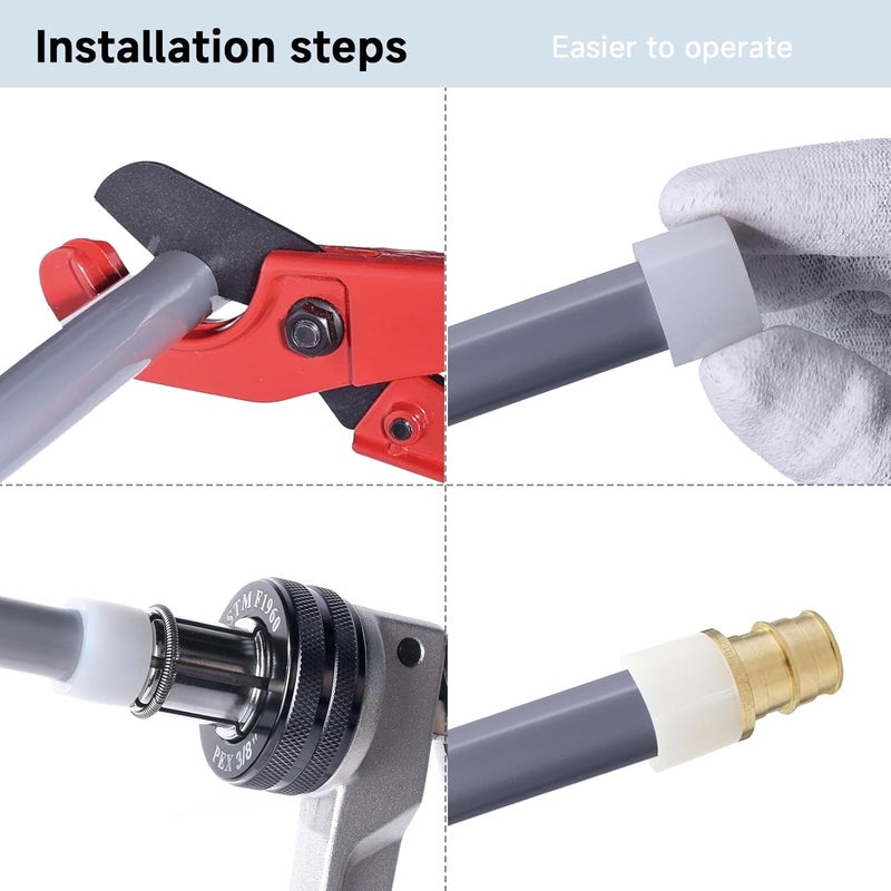 ZUVER PEX Tube Expansion Tool Kit - Manual Expander with 5 Heads - Meets ASTM F1960 Standard - Includes 3/8”, 1/2”, 5/8”, 3/4”, 1” Expansion Heads and Tube Cutting Tool - Image 5